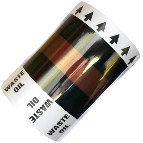 ISO 5003 - WASTE OIL (Arrows) - Banded Marine All Weather Pipe Identification (ID) Tape