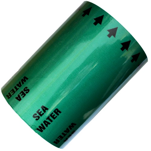 ISO 5031 - SEA WATER (Arrows) - Banded Marine All Weather Pipe Identification (ID) Tape